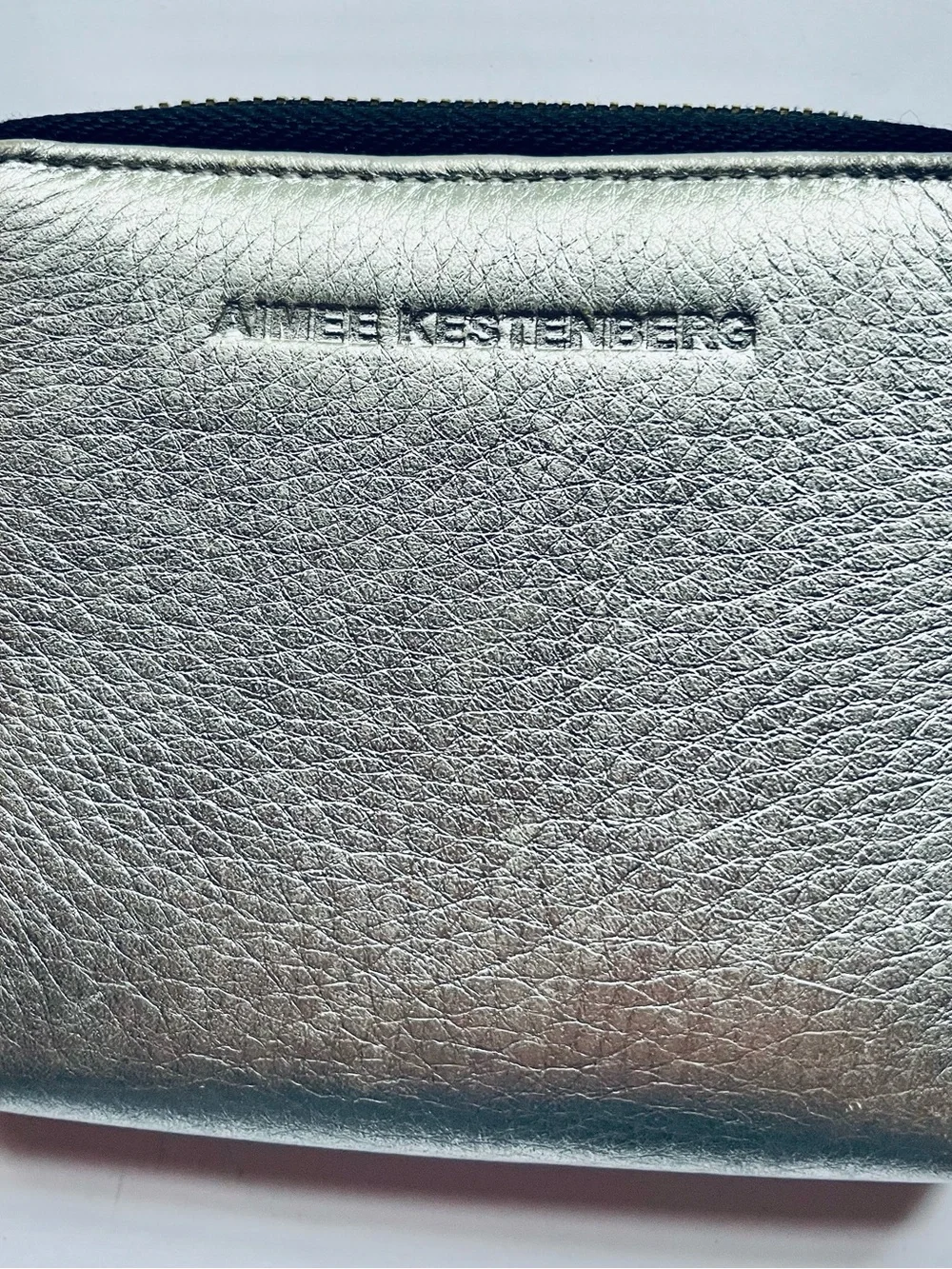 Aimee Kestenberg Brixton Metallic Silver Leather Zip Around Wallet
